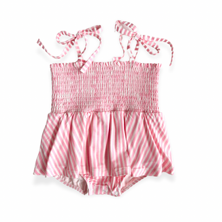 In My Jammers Pink Stripe Smocked Bubble Romper