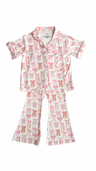 In My Jammers Spring Floral Bow Button Up Flare Set