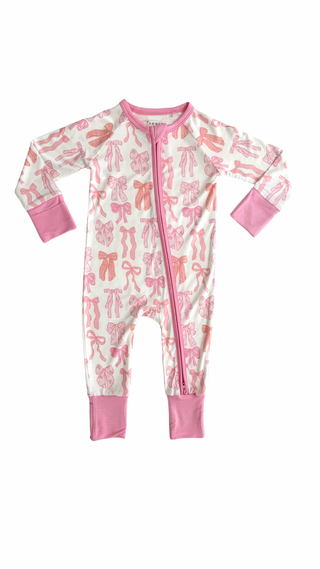In My Jammers Spring Floral Bows Zipper Romper