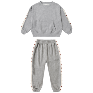 Play by Rylee & Cru Pouch Pocket Crew & Paneled Sweatpant - Heathered Dusty Blue