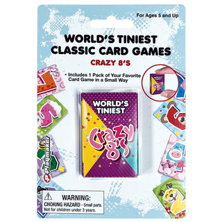 Playmaker World's Tiniest Card Game: Crazy 8's
World's Tiniest Classic Card Games packaging with colorful card designs on a blue background