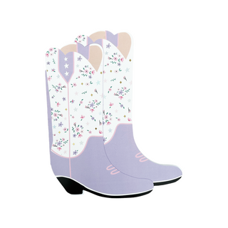 Jollity & Co Pony Tales Sticker + Sketch Book
Pair of purple cowboy boots with floral pattern on a white background