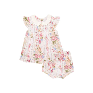 Posh Peanut Collared Smocked Ruffled Dress Bummie Set - Janey
