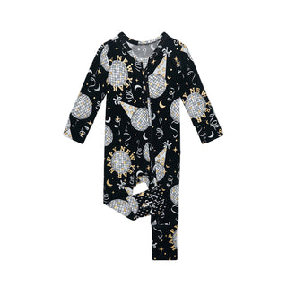 Posh Peanut Convertible One Piece - Midnight Bash
Black baby romper with celestial pattern on a white background