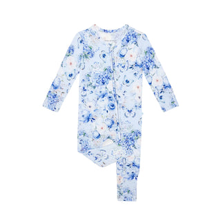 Posh Peanut Convertible One Piece - Trista
Blue floral baby onesie on a white background