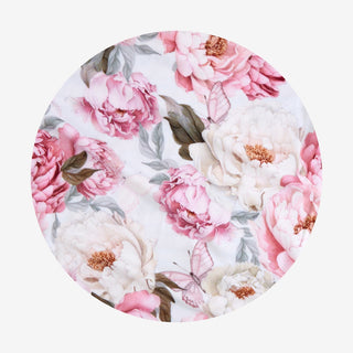 Posh Peanut Lucienne
Round floral design with pink and white flowers on a white background