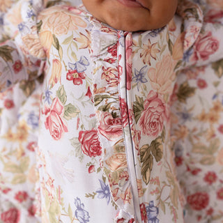 Posh Peanut Picot Footie Ruffled Zippered One Piece - Kristiana