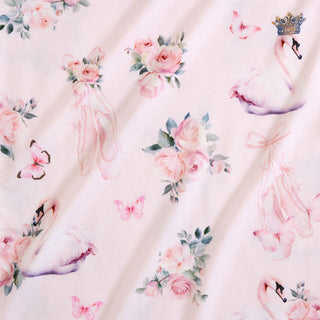 Posh Peanut Piroutte
Floral and swan pattern on a fabric background