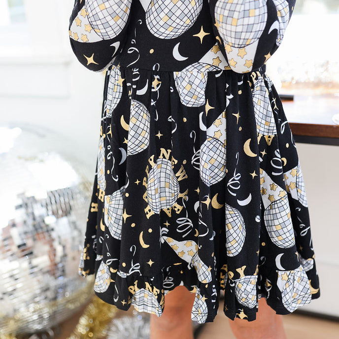 Posh Peanut Girl's Midnight Bash Ruffled Twirl Dress in Black, 3 Toddler-4 Toddler, Viscose from Bamboo Posh Peanut Girl's Midnight Bash Ruffled Twirl Dress in Black, 3 Toddler-4 Toddler, Viscose from Bamboo