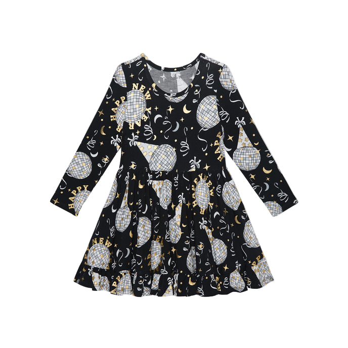 posh peanut dress Posh Peanut Girl's Midnight Bash Ruffled Twirl Dress in Black, 3 Toddler-4 Toddler, Viscose from Bamboo