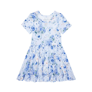 Posh Peanut Ruffled Twirl Dress - Trista
Blue floral dress on a white background