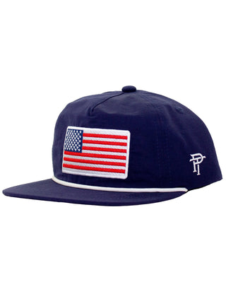 Properly Tied boys' classic rope hat featuring an American flag design, stylish sun hat with rope detail and patriotic theme.