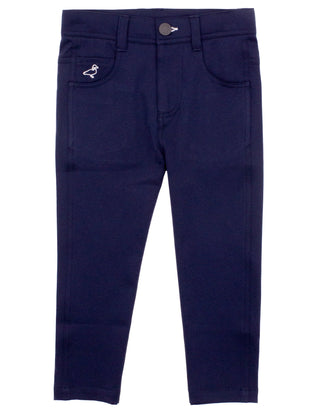 Properly Tied Boys Fairway Performance Pant - Navy
Navy blue pants with a brand logo on a white background