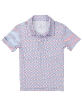 Properly Tied Boys Inlet Polo - Fastball
Short-sleeve polo shirt with a subtle pattern on a white background