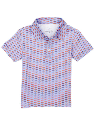 Properly Tied boys' inlet polo shirt featuring a Freedom Flag design, casual short-sleeve top with a collar and button placket.