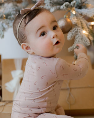 Quincy Mae Bamboo Zip Footie - Candy Cane