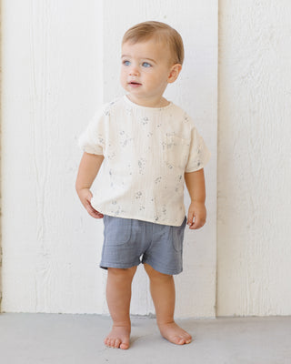 Quincy Mae Ocean Utility Shorts shown on a child, featuring lightweight fabric and a relaxed fit for casual wear.