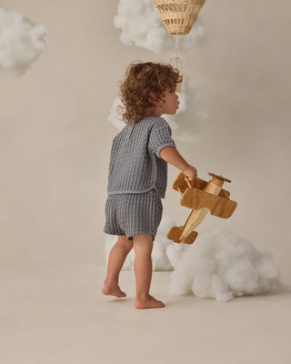 Quincy Mae Jayden Set Ocean outfit for kids, featuring a coordinated top and bottom in soft ocean blue fabric.