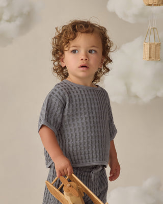 Quincy Mae Jayden Set in Ocean, a comfortable and stylish outfit set for kids, featuring soft fabric and ocean-inspired colors.