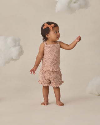 Quincy Mae Evie Tank and Shortie Set in Posy, a 2-piece baby outfit with soft fabric and colorful floral design.