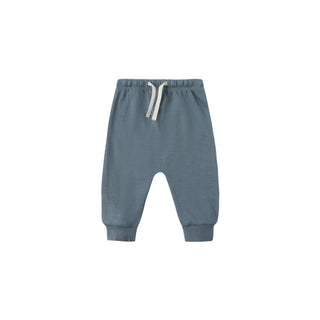 Quincy Mae Pocket Sweatshirt & Sweatpant Set - Ocean
Blue baby pants with a drawstring on a white background