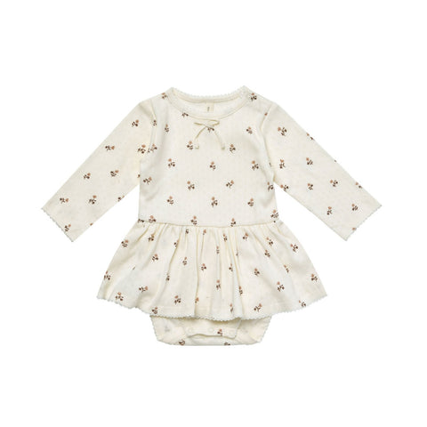Quincy Mae Pointelle Skirted Bodysuit - Rose Fleur, Quincy Mae, cf-size-18-24-months, cf-type-dress, cf-vendor-quincy-mae, Dress, Onesie Dress, Pointelle Skirted Bodysuit, Quincy Mae, Quincy 