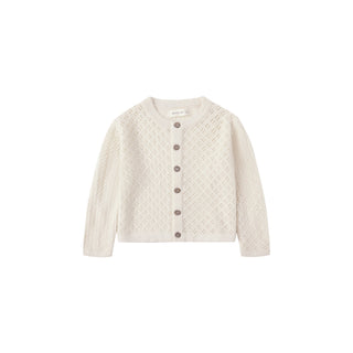 Quincy Mae Knit Cardigan - Natural
White textured cardigan on a white background