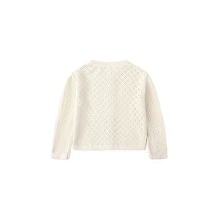 Quincy Mae Knit Cardigan - Natural
White textured sweater on a white background