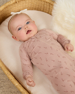 Quincy Mae Bamboo Zip Footie - Candy Cane