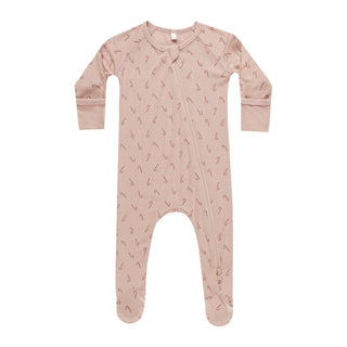 Quincy Mae Bamboo Zip Footie - Candy Cane