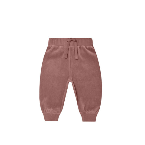 Quincy Mae Relaxed Velour Sweatpants - Fig, Quincy Mae, cf-size-0-3-months, cf-size-12-18-months, cf-size-18-24-months, cf-size-3-6-months, cf-size-4-5y, cf-size-6-12-months, cf-type-pants, c