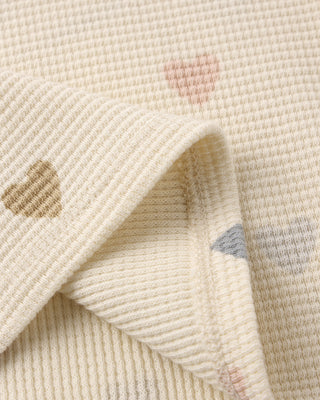 Quincy Mae Waffle Tee and shorts set for kids with confetti heart pattern, natural color, soft cotton fabric, casual summer outfit.