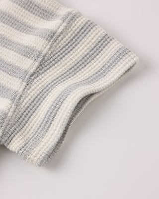 Quincy Mae waffle tee and shorts set in sky stripe, soft and comfortable outfit for toddlers, featuring a cozy waffle fabric design.