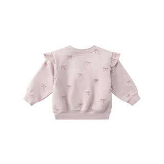 Quincy Mae Relaxed Fleece Sweatshirt & Relaxed Fleece Sweatpant Set - Bows
Pink baby sweater with bow patterns on a white background