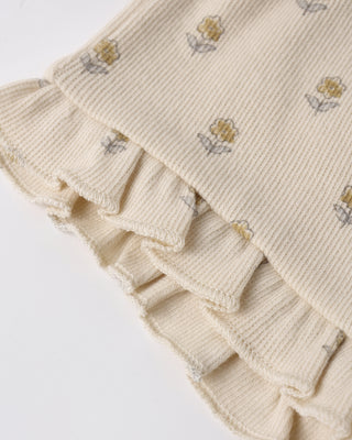 Quincy Mae Evie Tank and Shortie Set in buttercup yellow, soft cotton toddler 2-piece outfit with sleeveless tank top and matching shorts.