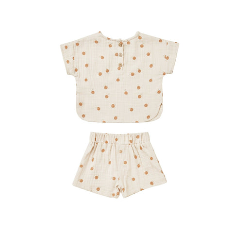 Quincy Mae Woven Boxy Top + Short Set - Oranges