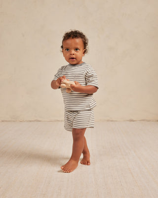Quincy Mae Boxy Top + Short Set - Lagoon Stripe