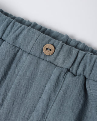 Light blue Quincy Mae utility shorts for kids, featuring a comfortable fit and practical design in ocean color.