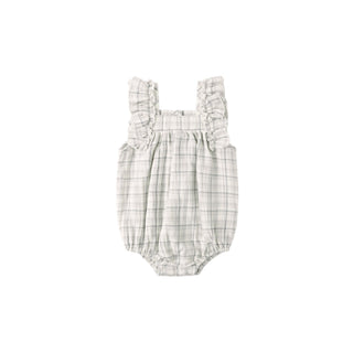 Quincy Mae Maya Romper - Blue Plaid
Baby romper with ruffled sleeves on a white background