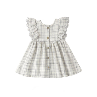 Quincy Mae Alina Dress - Blue Plaid
Plaid dress with ruffled sleeves on a white background