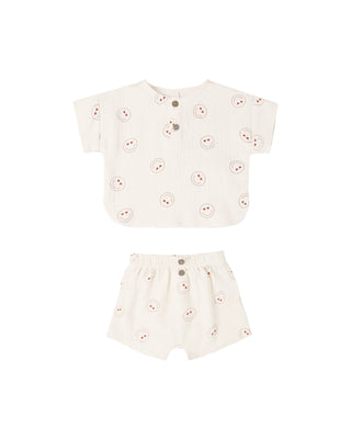 Quincy Mae, Quincy Mae Woven Boxy Top + Short Set - Heart Eyes, Outfit Sets - Basically Bows & Bowties
