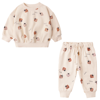 Quincy Mae, Quincy Mae Relaxed Sweatshirt & Sweatpant Set - Love bug, Outfit Sets - Basically Bows & Bowties