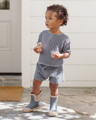 Quincy Mae Jayden Set in Ocean, a cozy toddler outfit set with soft fabric and playful design, ideal for everyday wear.