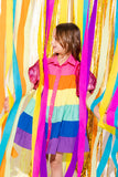 Queen of Sparkles Kids Sequin Sleeve Rainbow Tiered Dress