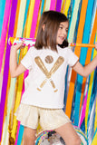 Queen of Sparkles, Queen of Sparkles Kids Gold Baseball S/S Tee - Basically Bows & Bowties