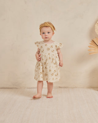 Quincy Mae, Quincy Mae Flutter Sleeve Dress - Honey Flower - Basically Bows & Bowties
