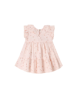 Quincy Mae Charlotte Dress - Heart Confetti
Pink dress with ruffled sleeves on a white background