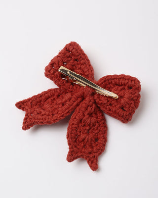 Redwood crochet bow hair clip by Quincy Mae, soft and textured accessory for children’s hair styling.