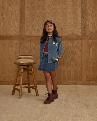 Rylee & Cru, Rylee & Cru Pleated Denim Skirt - Indigo Denim - Basically Bows & Bowties