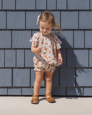 Rylee & Cru Americana floral butterfly top and bloomer set for toddlers, featuring colorful floral print and comfortable fabric.